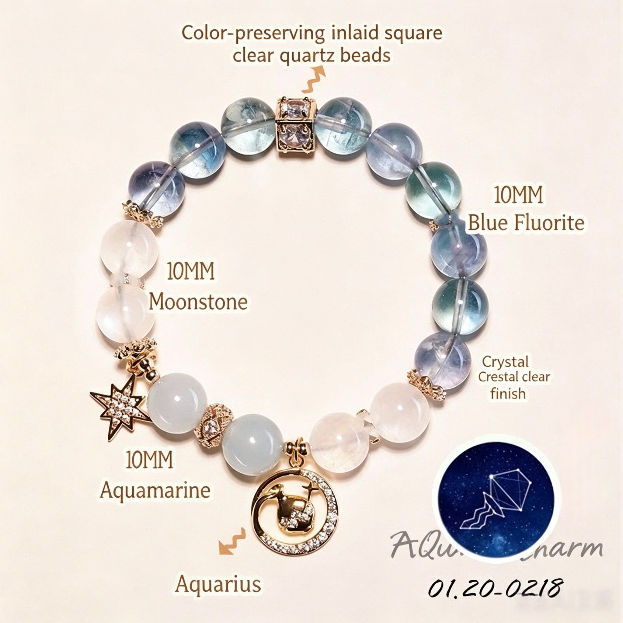 StarBind-Aquarius crystal  bracelet
