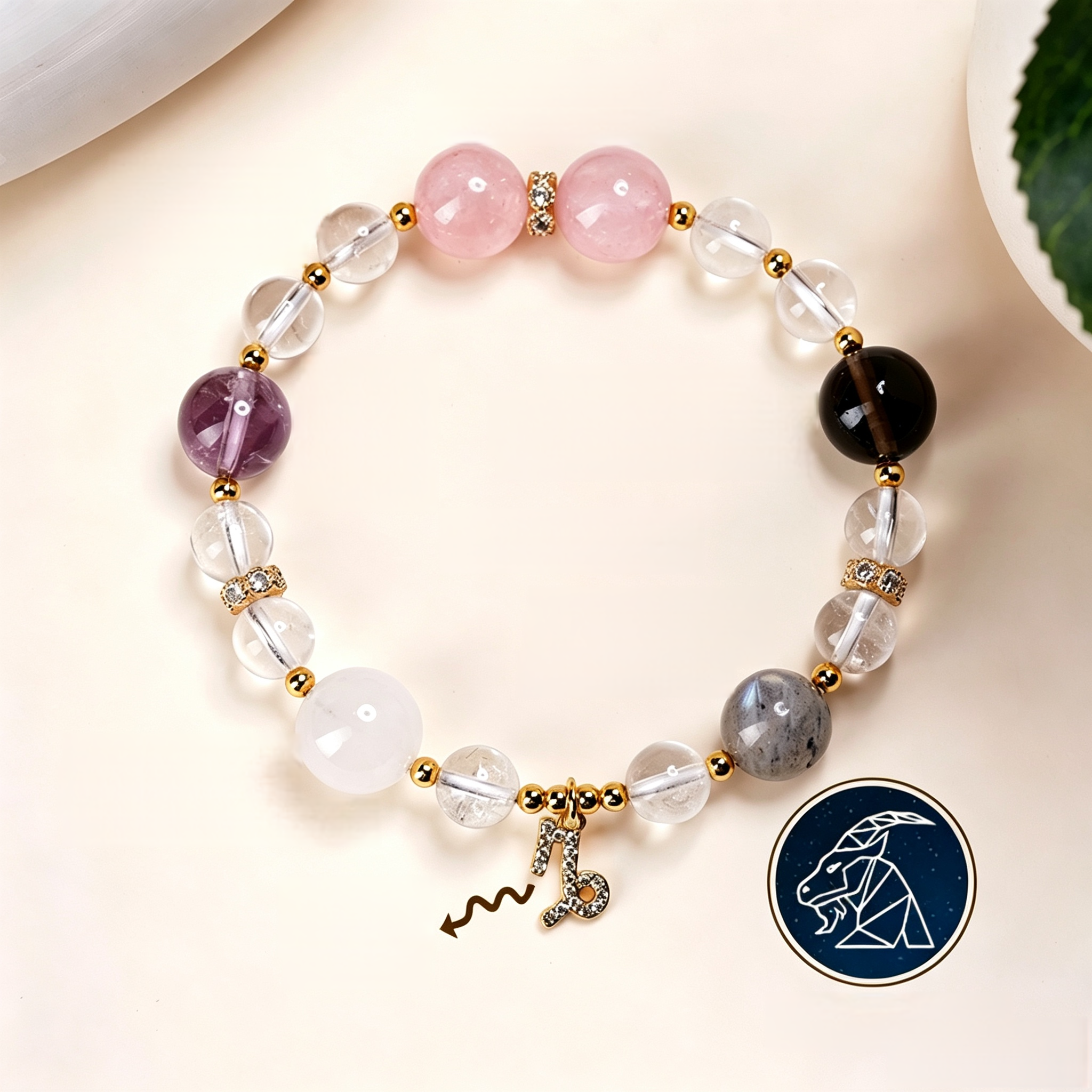 Capricorn StarRise Zodiac Crystal Bracelet – Success & Grounding Energy Jewelry